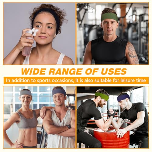 Image of Lyrow 12 Pcs Headbands for Men Running Headband Mens Sweat Bands Headbands for Tennis Athletic Cycling Basketball Yoga Workout Outdoor Sports Gym Jogging Exercise