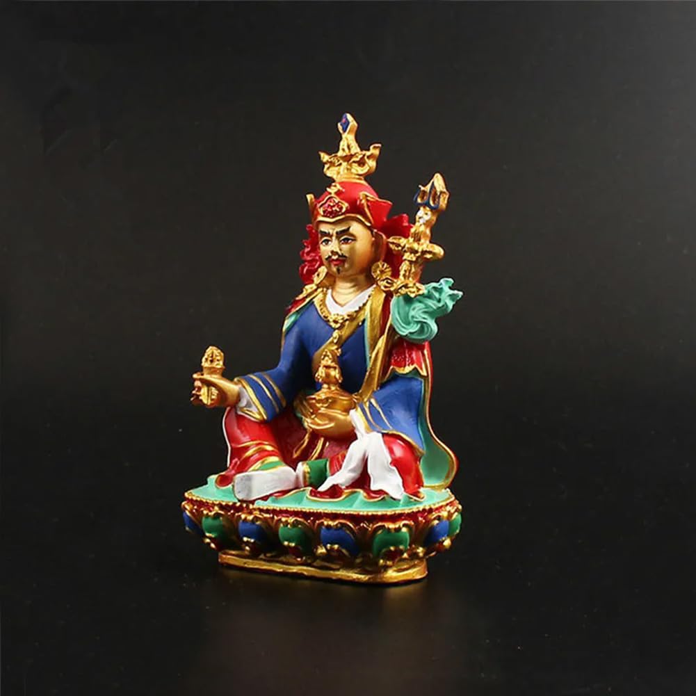 Statua Buddy Figurka Buddyjskie materiały tantryczne Figurka Padmasambhava Pomyślna Wykwintna Ręcznie Malowana Żywica Uroczysta Budda Wystrój Domu