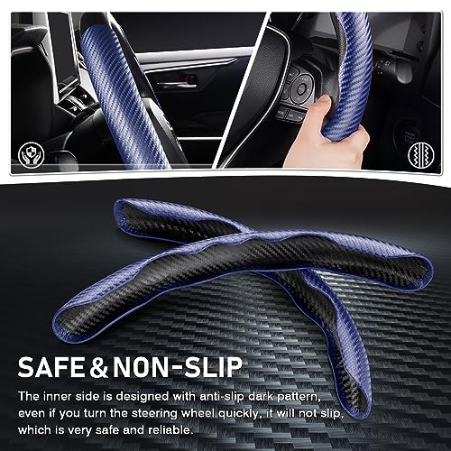 Image of Cartist Steering Wheel Cover, Carbon Fiber Steering Wheel Cover for Men /Women, Anti-Slip, Comfortable Grip, Durable, Universal for 99% Car Interior Accessories (Dark Blue)