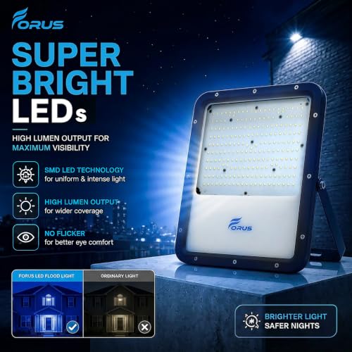 Image of Forus 150W Blue Color Flood Light Outdoor LED Waterproof Decorative Focus Lamp for Home Garden Events Security Terrace Landscape Pathway Building Festival Stage Party Celebration Lighting - 1 Pc