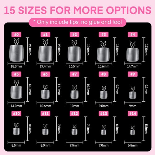 Image of UNA GELLA Square Toe Nail Tips 216Pcs 15Sizes Full Cover Long Wider Toe Nail Tips Soft Gel Pre-etched Double Matte Fake Toe Nails Press Ons For Big Toe Nail Extensions Home DIY Nail Salon Soak Off