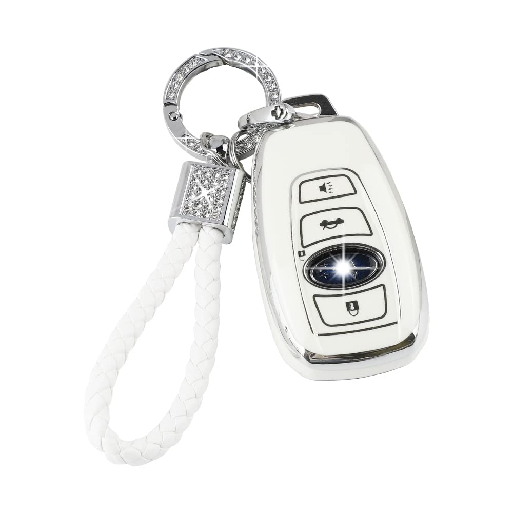 PIFOOG Key Fob Cover for Subaru TPU Keys Case Shell Protector Button  Bling Keychain for Subaru Outback Crosstrek Ascent Impreza Forest WRX BRZ 