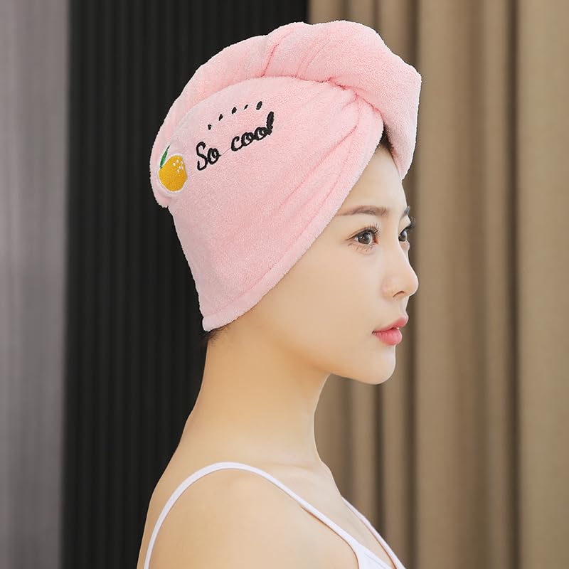 Rocky Green Dry Hair Cap Strong Water-absorbent Quick-drying Female Thickened Towel Bath Cap Shampoo Hair Wipe Hair Wrapping Towel Hair Towel (Pink)