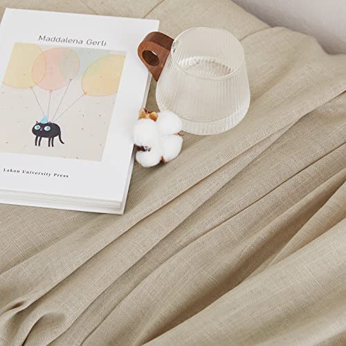 NICETOWN Living Room Curtains Linen Blend 96 inches Long, Grommet Semi Sheer Privacy Assured with Light Filtering Semi Sheer Drapes for Bedroom / Living Room, Taupe, W52 x L96, 2 Panels