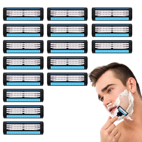 Bettinay 16PCS Mens Razor Blades for Gillette Mach 3 Shaver, 3 Layer Enhanced Razors Manual Blades Refills