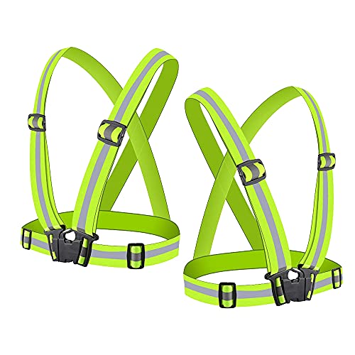 Cnuimb Reflective Vest, 2 Packs Reflective Running Gear With Adjustable Safety Straps, Fluorescent 360° High Visibility Safety Vests For Men Kids Jogging Cycling Outdoor Sports #TOP7