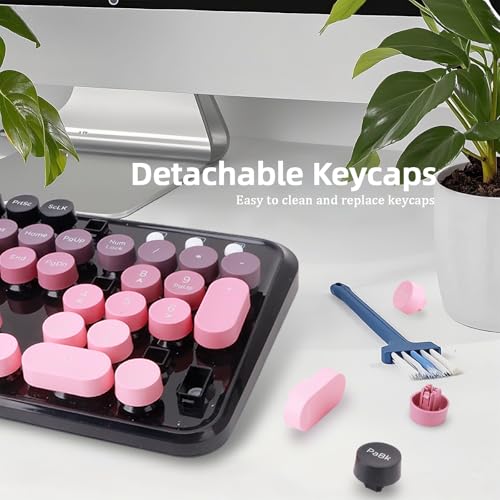 Wireless Keyboard and Mouse Set, 2.4GHz Colorful Computer Full-Size Keyboard with Number Pad, Silent Cute Wireless Mouse for PC/Windows/Desktop/Laptop (Black-Pink) (Black-Pink) - Image 5