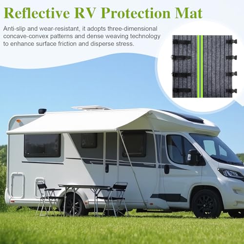 Wohnmobil Trittstufen Fußmatte rutschfeste Verstellbare Teppich Fußmatten für Trittstufe mit Schnallenverschluss Camping Trittstufen Matte, Grau Wohnmobil Gadgets und Wohnmobil Zubehör Reflektierend