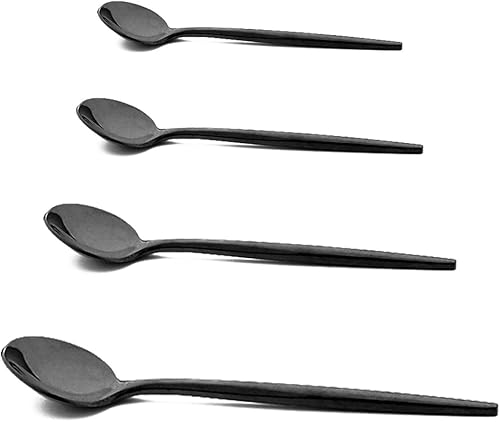 Miniatura 18 de Tenedor moderno de 4 piezas, juego de tenedores de acero inoxidable 18/10, mango redondo y pulido espejo negro, 8.66 pulgadas, 2.47 onzas 4