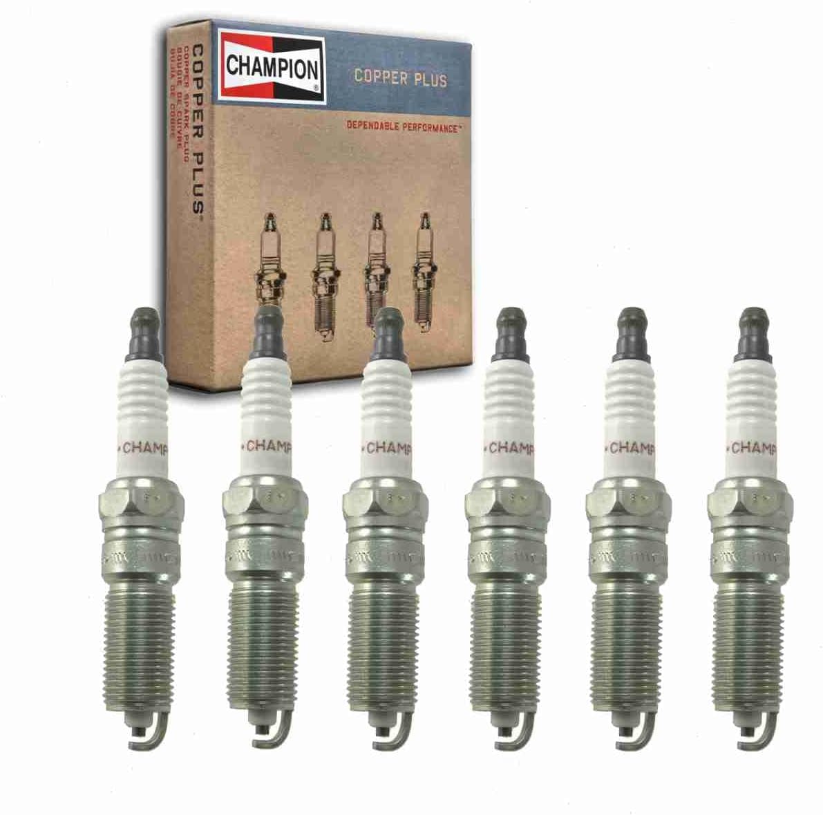 6 pc Champion Copper Plus Spark Plugs compatible with Dodge Charger 2.7L V6 2008