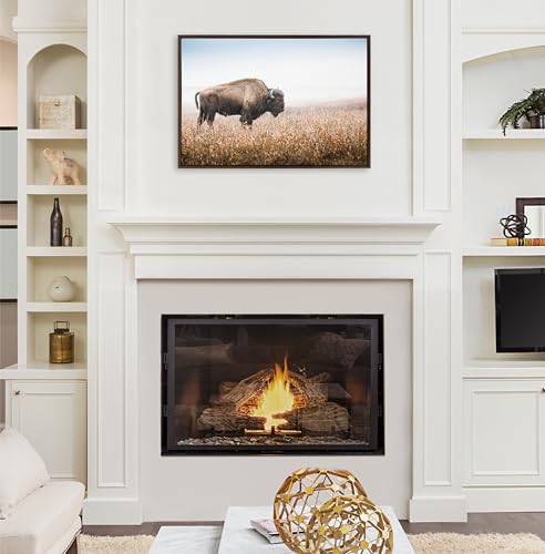 Kate And Laurel 227766 Sylvie American Bison Buffalo In Prairie Grass Framed Canvas Wall Art thumb #3