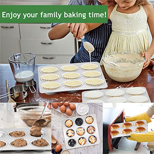 Herogo 2 Pack Stainless Steel Muffin Pan Tin For Baking, 6-Cup And 9-Cup Metal Nonstick Cupcake Molds Tray Set For Making Egg Muffin, Easy To Clean & Quick Release, Oven & Dishwasher Safe #TOP6