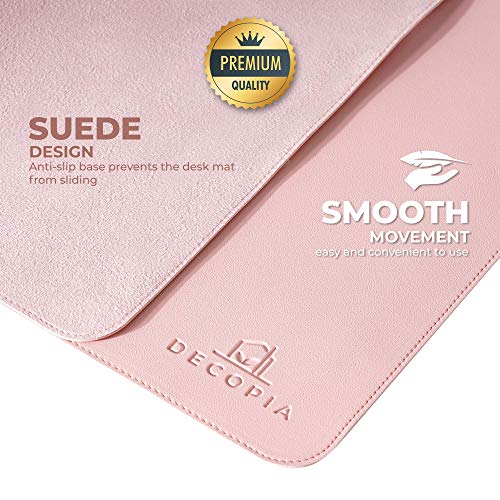 Decopia Desk Mat-Office Mouse Pad With Anti-Slip Suede Bottom31.5X15.7-Inch Desk Pad For Men And Women And Practical-Waterproof Soft Pu Leather Design With Strengthened Edge Finish (Pink) #TOP2
