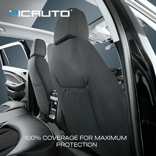 PIC AUTO Leather Car Seat Covers, Premium Automotive Waterproof Two Front Bucket Seat Protectors, Black and Black PVC Patchwork, Fits Cars, Trucks, Vans, SUVs, Airbag Compatible - Image 6