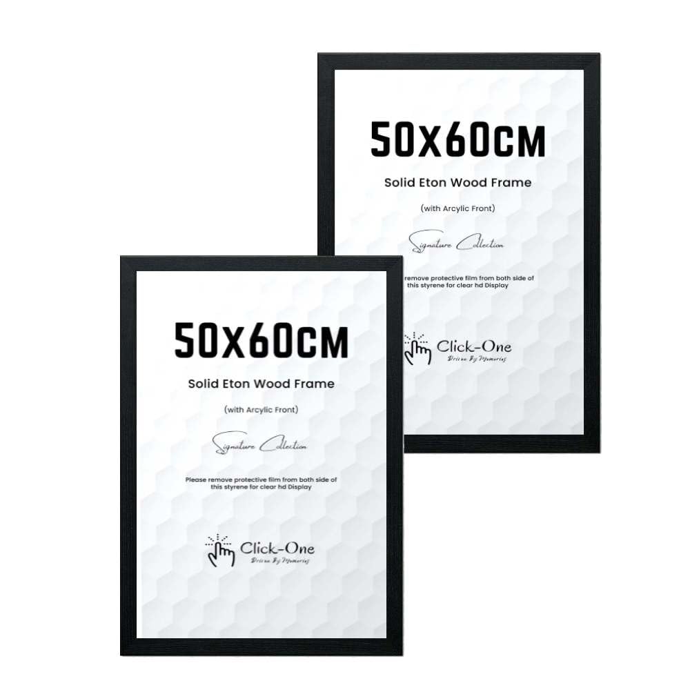 Click-One Black Click One- (Pack Of 2) 50X60cm Picture Frame For Horizontal Or Vertical Wall Mounting Display- Eton Wood Finish-With Styrene Shatterproof Perspex Sheet-[ Frame]