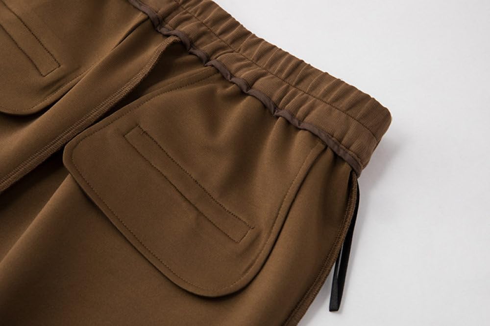 BROLEO Pantalones Harem Mujer Cintura Alta Pantalones con Cintura Elástica en la Espalda café Pantalones Largos Informales Palazzo con Bolsillos Pantalones Deportivos de Yoga Pantalones