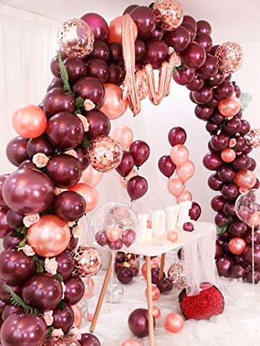 Image of Neo LOONS 100 pcs 5 inch Pearl Burgundy Premium Latex Balloons - Great for Kids, Adult Birthdays, Weddings, Receptions, Baby Showers, Water Fights, or Any Celebration