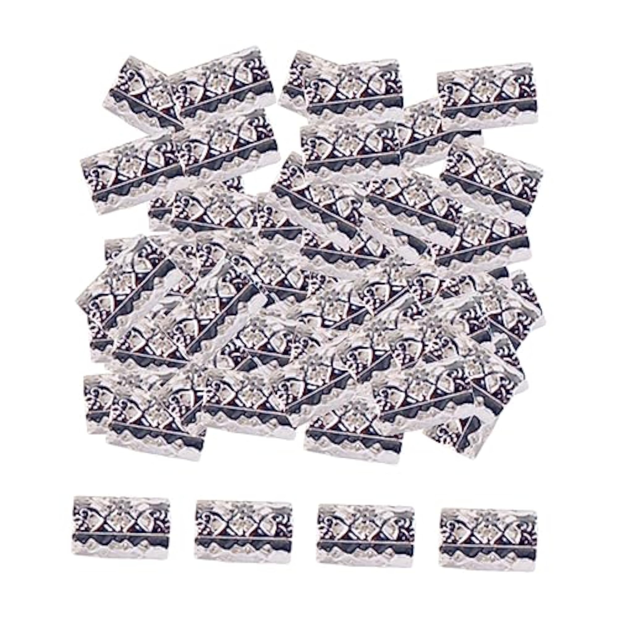 Silver 100X Dreadlocks Beads Rings Hair Accessories Set