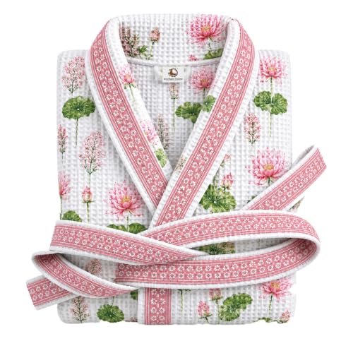 Image of Cotton Waffle Bathrobe for Women and Men, Lightweight Soft Unisex Knee Length Cotton Robe, Premium Comfortable Dressing Gown for Home Loungewear Use and Relaxation Bathrobe