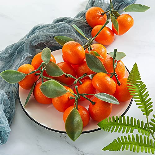 Artificial Mini Orange Simulation Orange Decorative Tangerine Kitchen Table Fake Orange Realistic Artificial Fruit Bowl Tray Faux Fruit For Home Party Kitchen Festival Decoration (5 Clusters) #TOP4