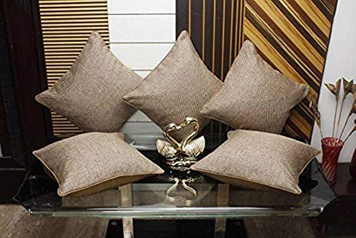 Iinfinize Set 2 Pc100% Jute Pillow Decorative Cushion Gorgeous Brown Plain Cushion Cover Back Zip Closure Sofa Sham Bed Pillow Car Cushion Floor Throw Bohemian Pillow thumb #2