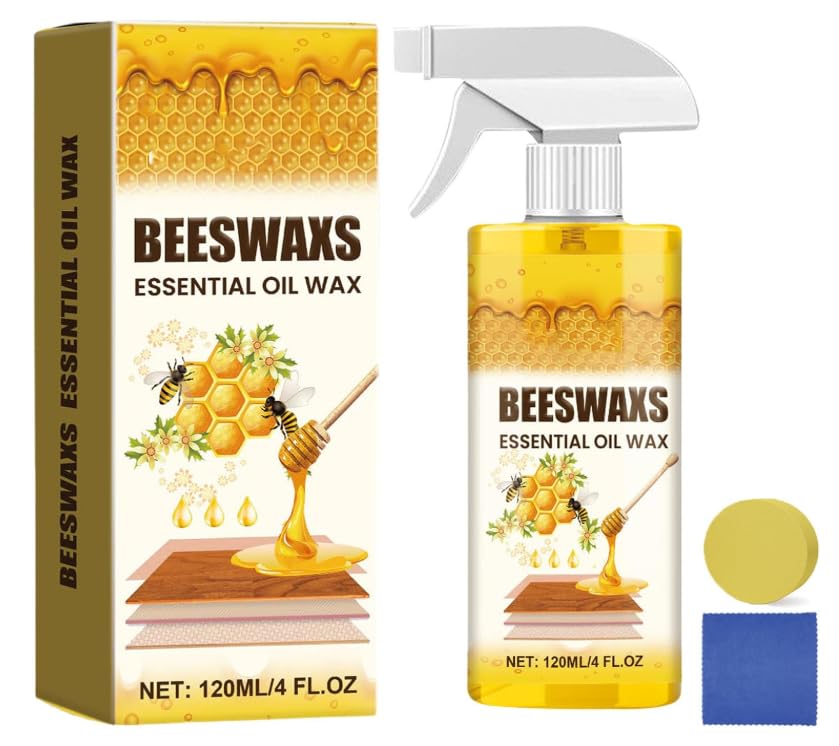 Pulidor de madera con cera de abeja, limpiador y abrillantador de muebles con cera de abeja, abrillantador de madera natural en spray, Ideal para suelos y armarios de madera (1)
