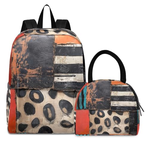 Piece Camo Print Backpack Set with Lunch Bag, Large Capacity Travel Backpacks and Lunch Box Insulated for Commute Hiking Picnic