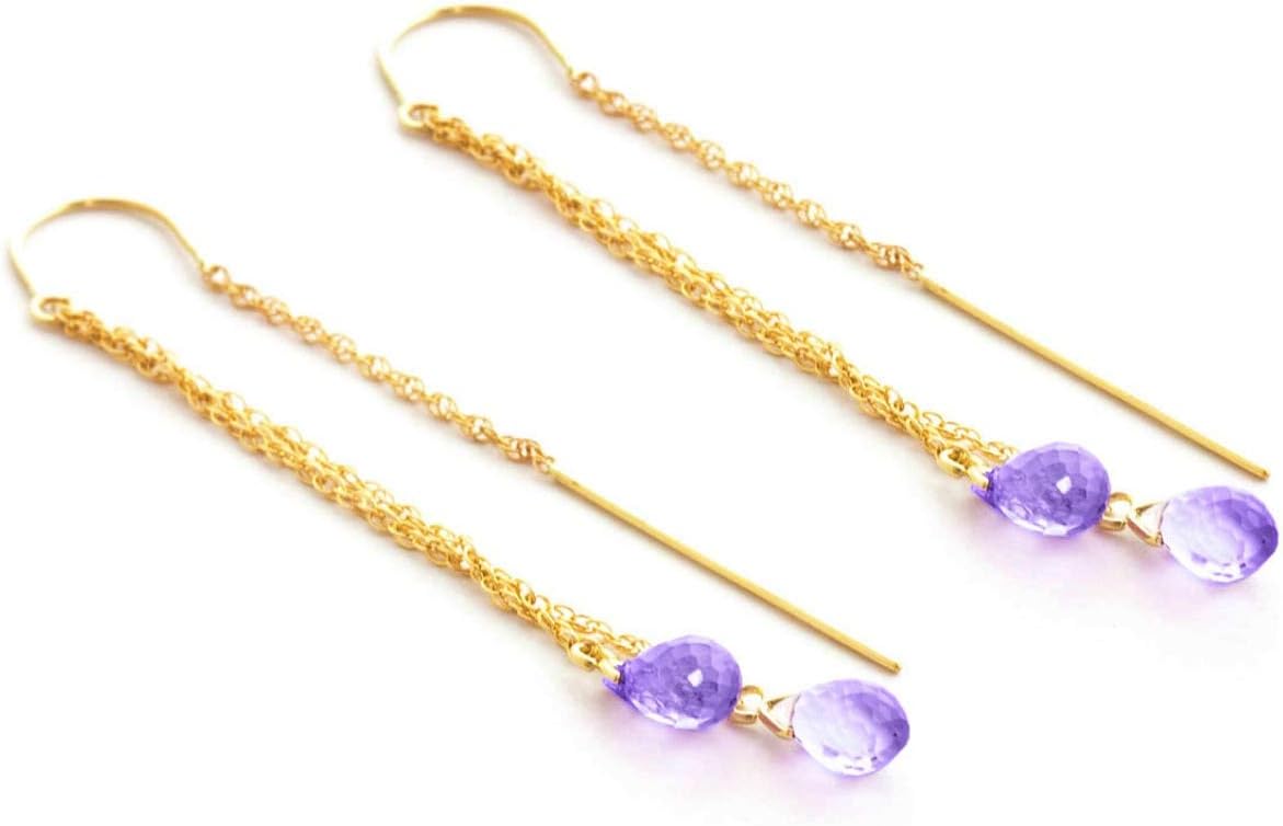 Galaxy Gold GG 14k Solid Yellow Gold Purple Amethyst Threaded Earrings