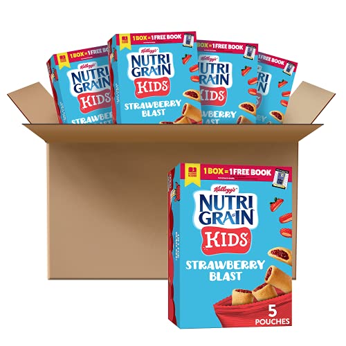 Kellogg s Nutri-Grain Kids, Soft Baked Mini Bars, Strawberry Blast, Good Source of 8 Vitamins and Minerals, 6.5oz Box (Pack of 5, 25 bars)