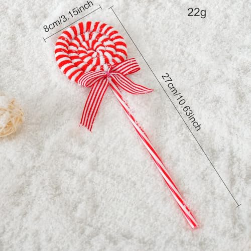 Festive Red and White Striped Lollipop Flower Decoration with Fluffy Yarn Bells for Holiday Cheer - Image 3