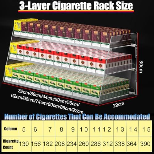 Wall Mounted Acrylic Cigarette Display Rack - Portable Cigarette Organizer Holder & Dispenser Cabinet, Stylish Shelf for Easy Access, Size H42cm x W29cm x L62cm