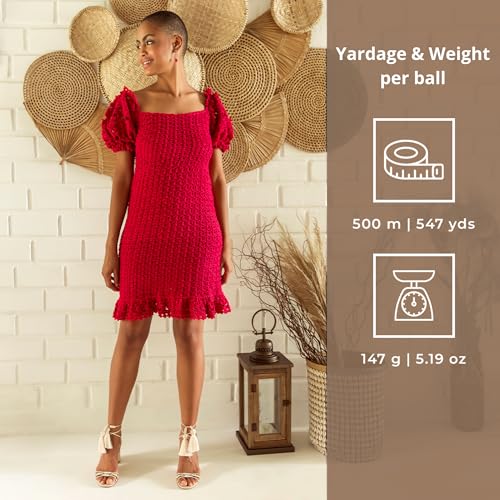 Image of CIRCULO Anne Yarn Pack, 1641 yds for Knitting & Crochet, 3 Balls of 100% Mercerized Brazilian Virgin Cotton, Soft Fingering Weight, Color 7650 Almond