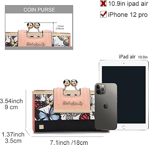 Vnfioei Women Wallet Leather Large Capacity Women's Handbag Large Capacity Long Wallet, With 10-Card Slots And Clips, And Zero Wallet With Buckle In The Middle Butterfly. #TOP2