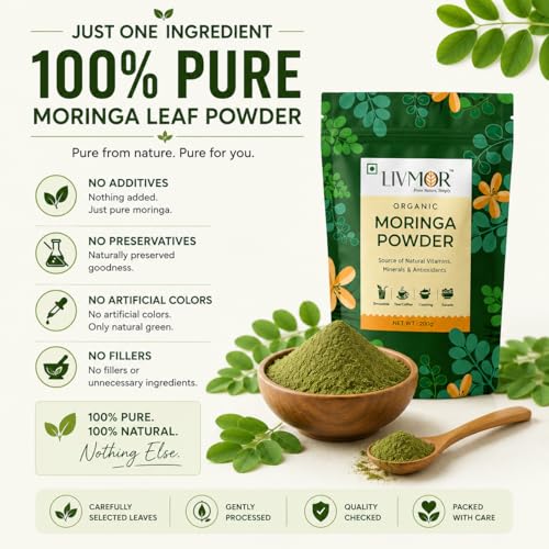 Image of Certified Organic Moringa Powder 200g | USDA Organic | From Pure Drumstick Leaves | Powder Form | For Daily Wellness & Natural Nutrition