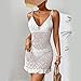 Bottone Bathing Suit Up for Women Hollow Out Bikinis Up Sleeveless Beach-Dress V-Neck Crochet Dress