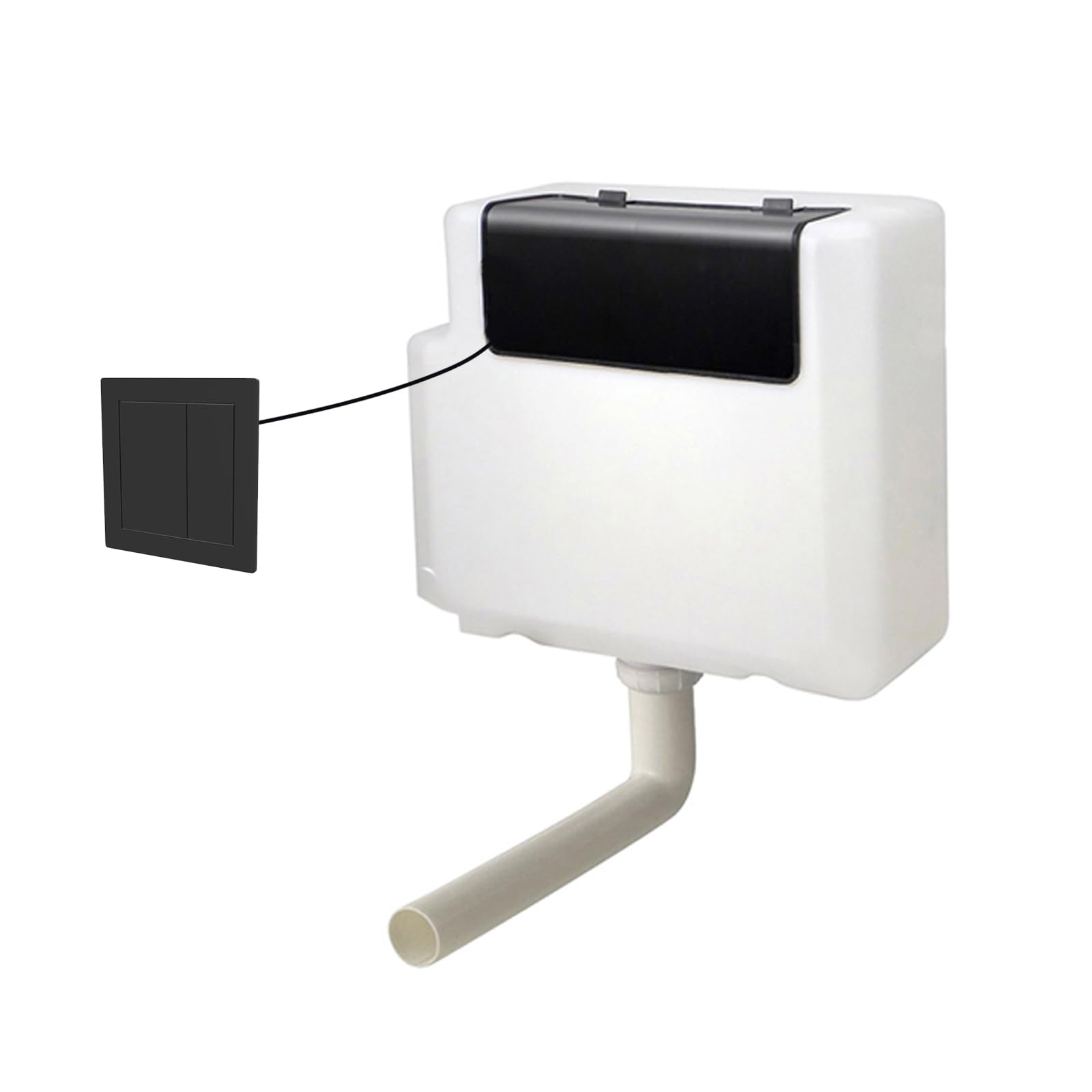 Nes Home Black Concealed Cistern Dual Flush Front Access Square Button Matte