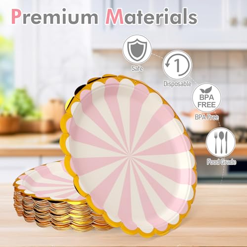 Assiettes jetables papier rose 22,9 cm pour éviter la vaisselle lors d'un anniversaire fille