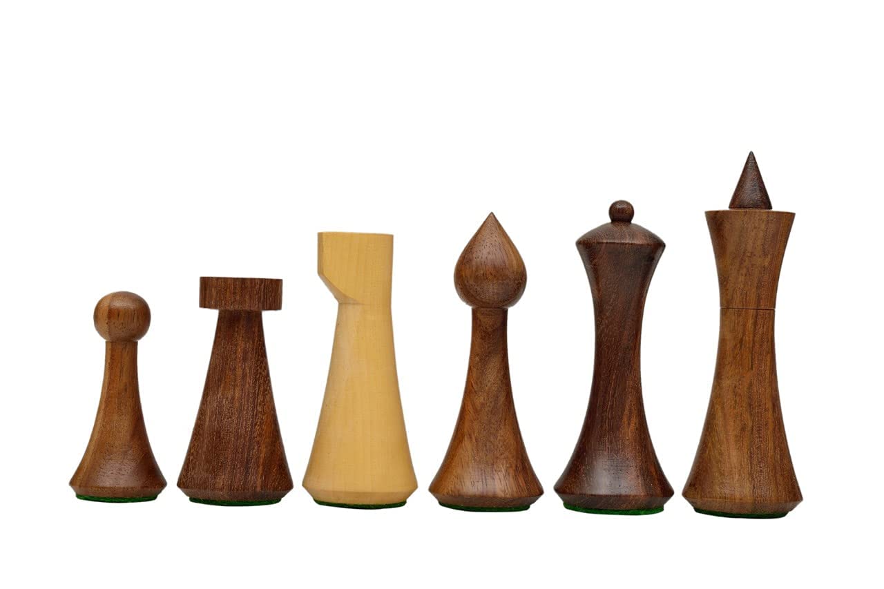 RR Herman Ohme Minimalist - Scacchi in legno di palissandro dorato e bosso, 9,5 cm, king size, 0,9 kg