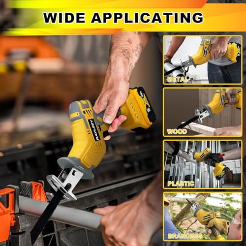 Image of Cordless Reciprocating Saw Compatible with Dewalt 20V MAX Battery, 0-3500 SPM, Variable Speed Trigger, One-Handed, Keyless Blade Clamp, Tool Only