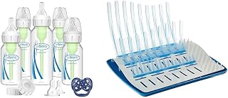 Dr. Brown's Natural Flow Anti-Colic Options+ Narrow Baby Bottle Gift Set & Folding Baby Bottle Drying Rack for Easy Storage, Dry Nipples, Pacifiers and Other Baby Essentials, BPA-Free