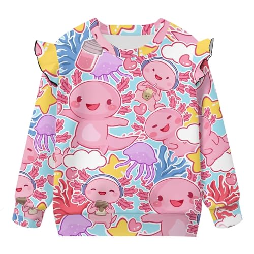 Toddler Long Sleeve Shirts Girl Cute Ruffle Graphic Sweatshirts Soft Fall Clothes for Girls 1-8 Years4