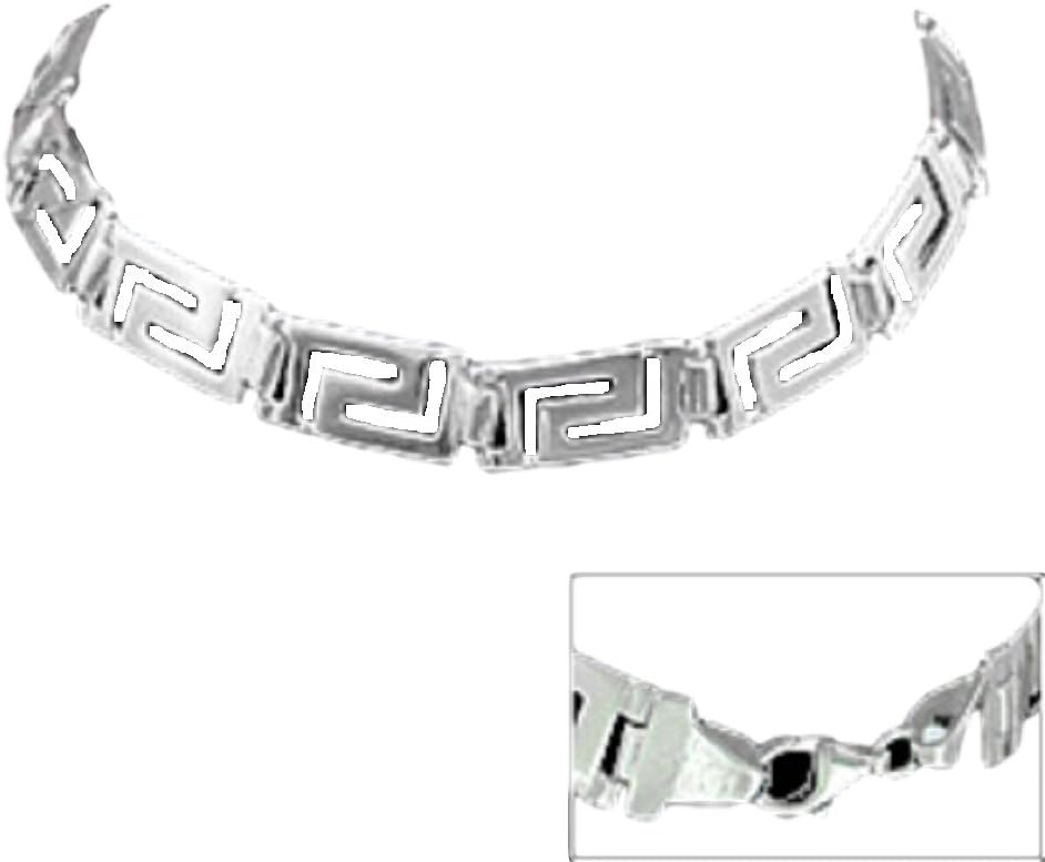 Sterling Silver Bracelet - Greek Key Links (8mm)