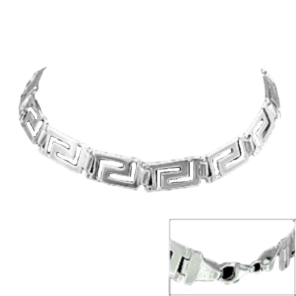 Sterling Silver Bracelet - Greek Key Links (8mm)