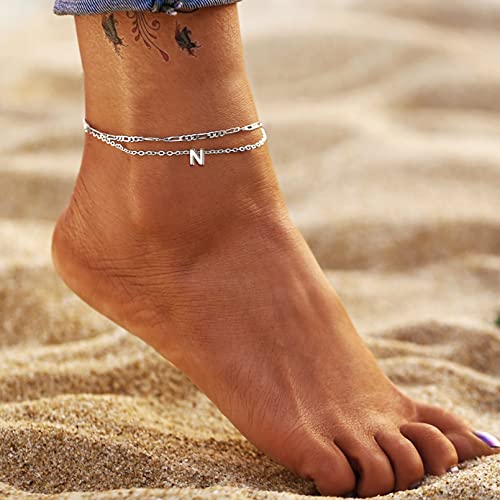Chicsilver Dainty Initial Ankle Bracelets For Women Sterling Silver Anklet With Initial S Letter Anklets Minimalist Summer Beach Foot Chain Personalized Alphabet Jewelry #TOP1