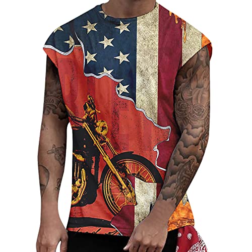 T-shirt patriotique sans manches pour musculation et barbecues d'été