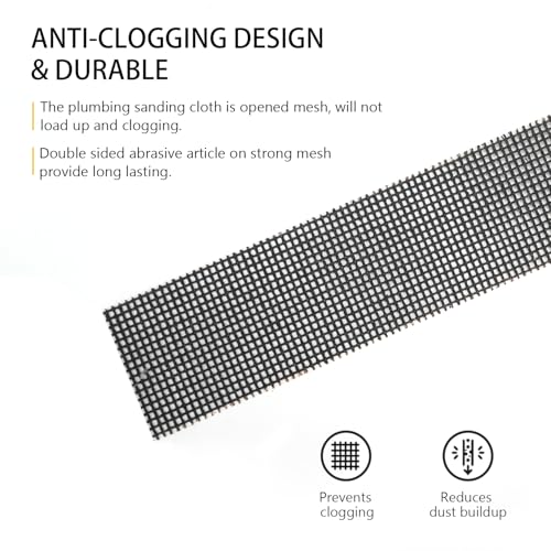 Image of SCOTTCHEN Sanding Rolls /Plumbing Sanding Cloth 1-1 /2 inch x 11yd (33 ft) / Plumber's Double Side Open Mesh /Silicon Carbide Grit #180-1Roll