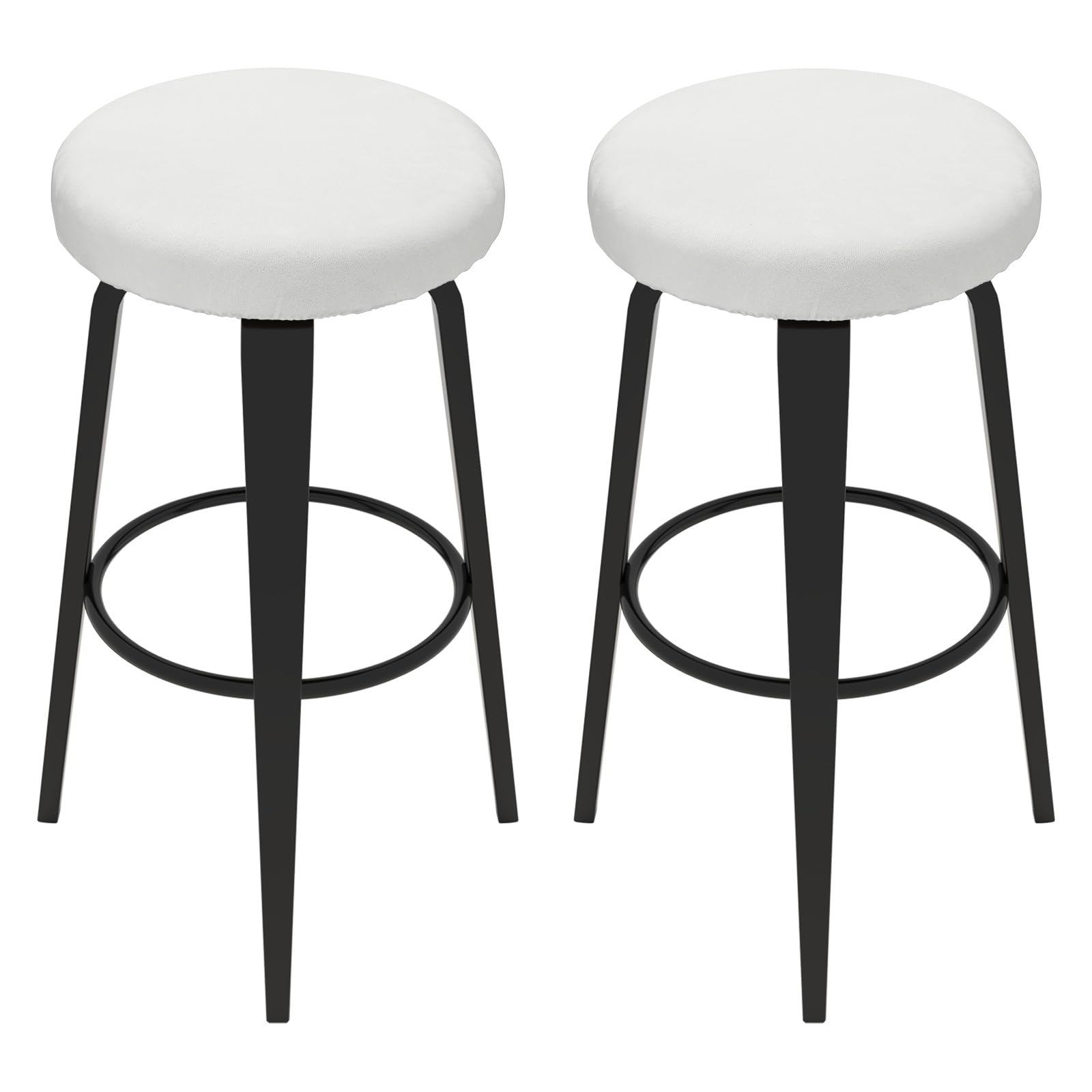 QUARKZMAN 2 Copri Sgabelli In Velluto 35-45 Cm Copri Sgabelli Rotondi Con Fascia Elastica Lavabili Rivestimento Per Sgabelli Rotondi Bianco