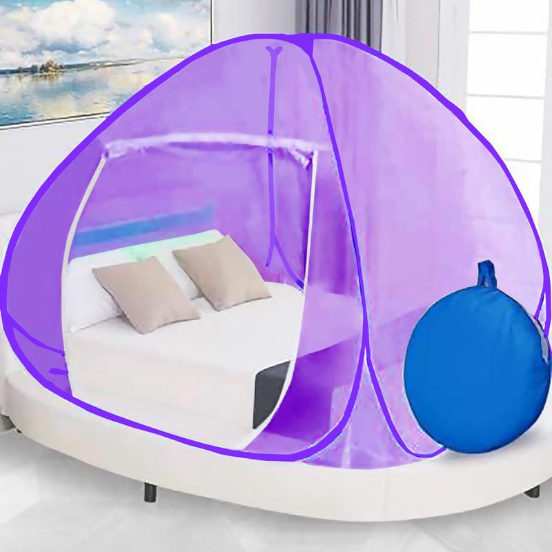Image of AETRIUS Mosquito Net for Double Bed I King-Size Premium Machardani by Piramal I 30 GSM I Strong and Durable I Pop-up Format I Foldable I Corrosion Resistant Double2 Bed (Full Purple) 6