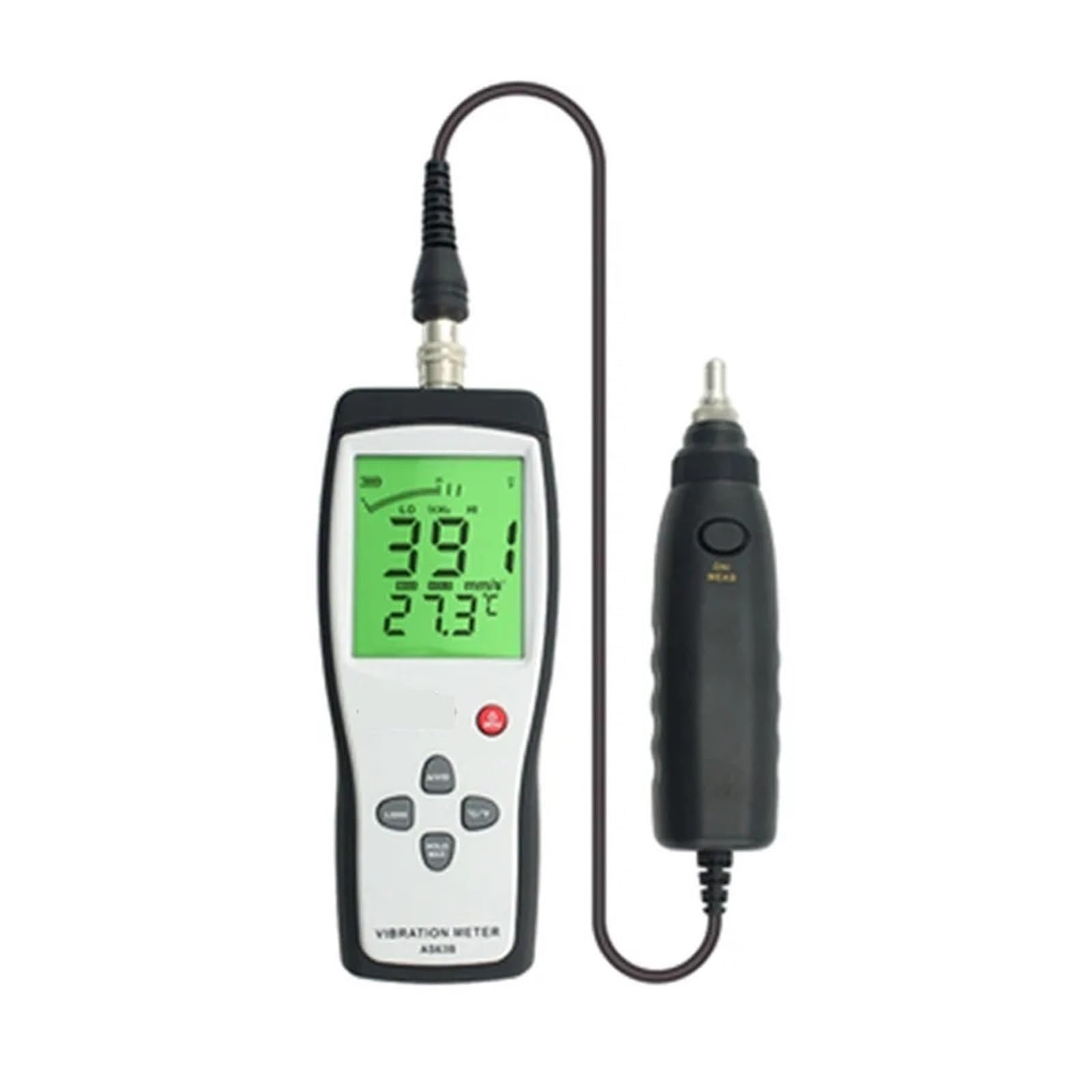 MRKU AS63B Digital Detached Probe Type Vibration Meter 10HZ~1KHZ 0.1~199.9M/S Precision for HVAC,Motors