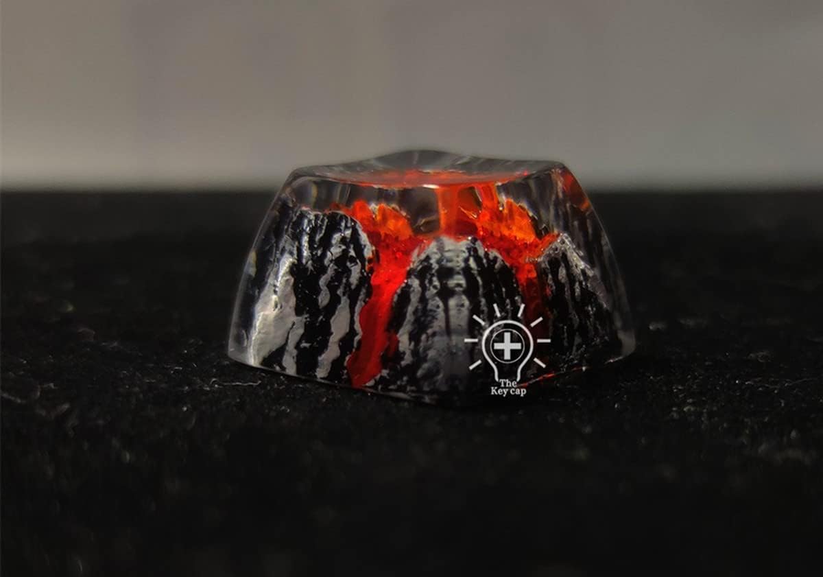 Handmade Custom Resin Personalized Key Cap Cherry Snowy Mountain Theme SA R3 Profile Luminous Key Cap for Cherry MX Crosshair Switch Mechanical Keyboard Volcano
